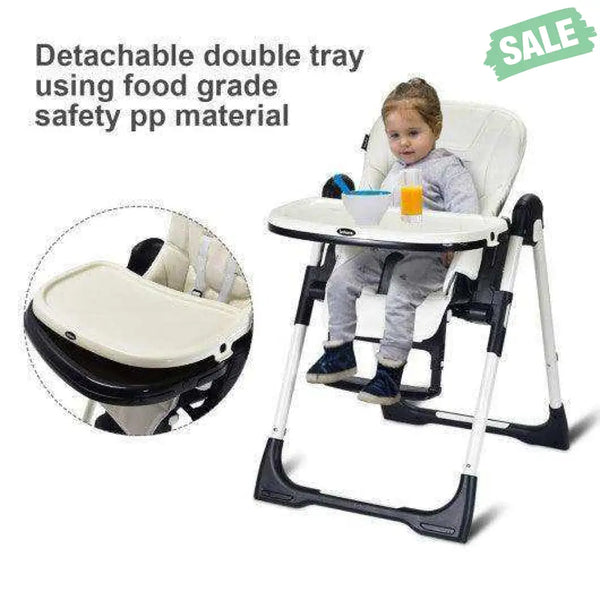 Foldable High chair with Multiple Adjustable Backrest-Black Black High Chairs