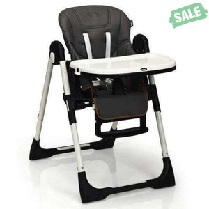 Foldable High chair with Multiple Adjustable Backrest-Black Black High Chairs