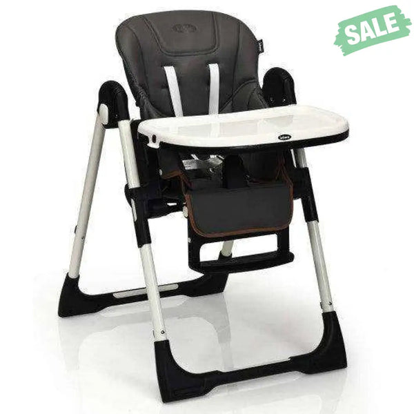 Foldable High chair with Multiple Adjustable Backrest-Black Black High Chairs