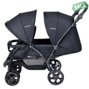 Foldable Lightweight Front Back Seats Double Baby Stroller-Black Black Baby Strollers