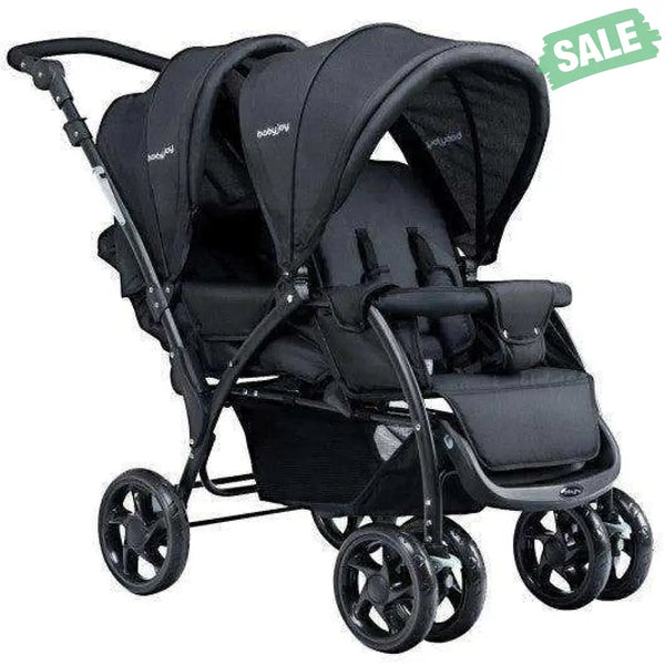 Foldable Lightweight Front Back Seats Double Baby Stroller-Black Black Baby Strollers