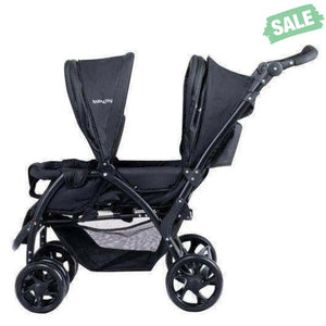 Foldable Lightweight Front Back Seats Double Baby Stroller-Black Black Baby Strollers