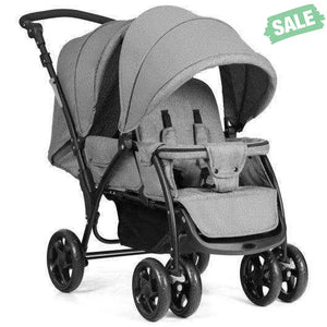 Foldable Lightweight Front Back Seats Double Baby Stroller-Black Black Baby Strollers