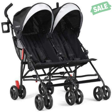 Foldable Twin Baby Double Stroller Ultralight Umbrella Kids Stroller-Black Black Baby Strollers