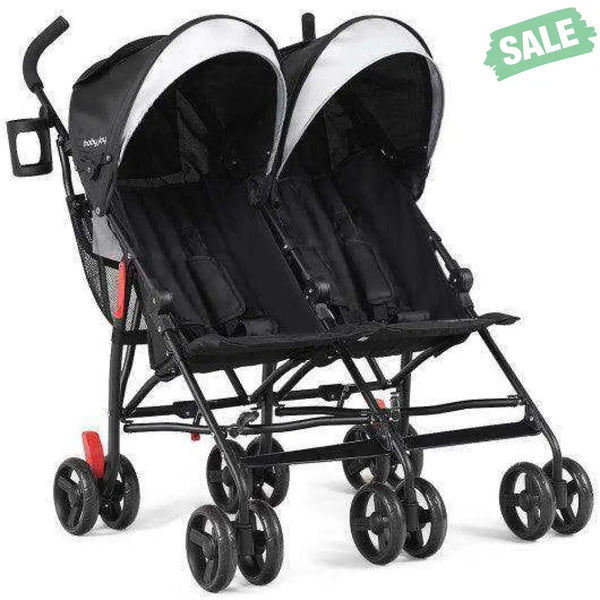 Foldable Twin Baby Double Stroller Ultralight Umbrella Kids Stroller-Black Black Baby Strollers