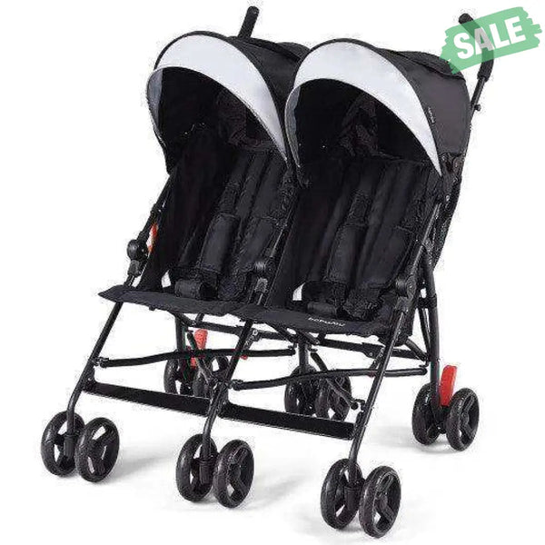 Foldable Twin Baby Double Stroller Ultralight Umbrella Kids Stroller-Black Black Baby Strollers