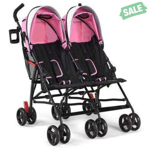 Foldable Twin Baby Double Stroller Ultralight Umbrella Kids Stroller-Black Black Baby Strollers
