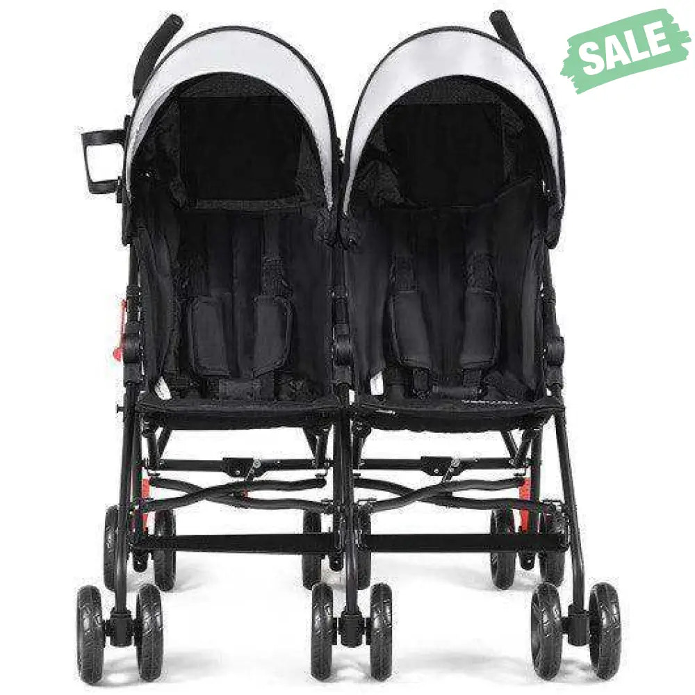 Foldable Twin Baby Double Stroller Ultralight Umbrella Kids Stroller-Black Black Baby Strollers