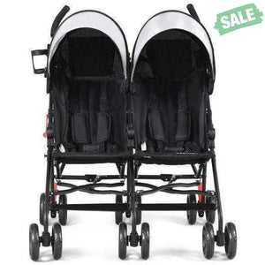 Foldable Twin Baby Double Stroller Ultralight Umbrella Kids Stroller-Black Black Baby Strollers