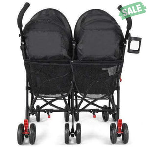 Foldable Twin Baby Double Stroller Ultralight Umbrella Kids Stroller-Black Black Baby Strollers