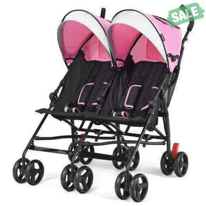 Foldable Twin Baby Double Stroller Ultralight Umbrella Kids Stroller-Black Black Baby Strollers
