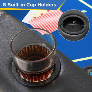 72 x 36 x 30.5 Inch Foldable Poker Table with 8 Cup Holders