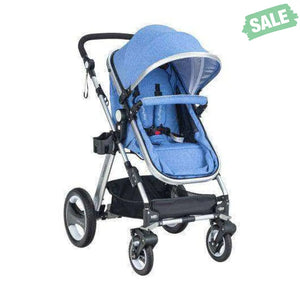 Folding Aluminum Baby Stroller Baby Jogger with Diaper Bag-Blue Blue Baby Strollers