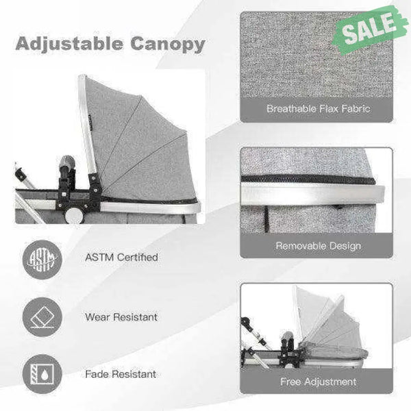 Folding Aluminum Baby Stroller Baby Jogger with Diaper Bag-Blue Blue Baby Strollers