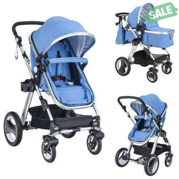 Folding Aluminum Baby Stroller Baby Jogger with Diaper Bag-Blue Blue Baby Strollers
