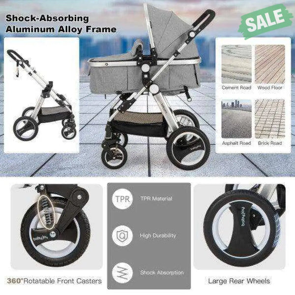 Folding Aluminum Baby Stroller Baby Jogger with Diaper Bag-Blue Blue Baby Strollers