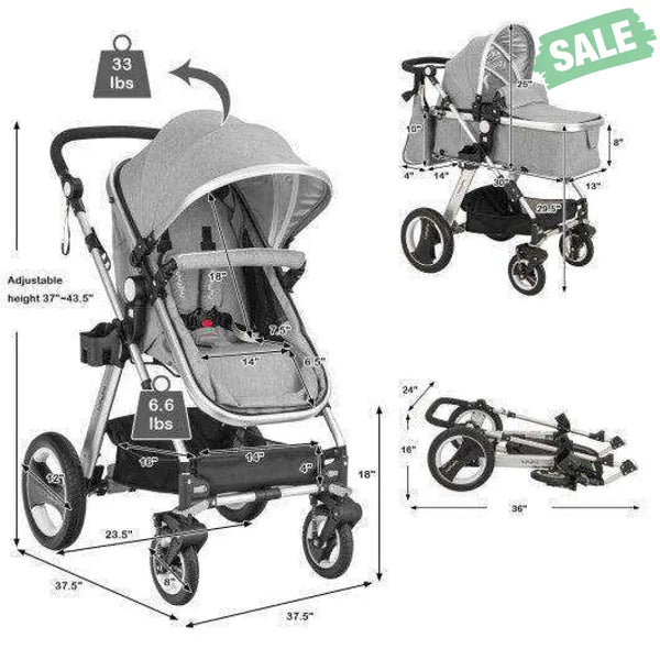 Folding Aluminum Baby Stroller Baby Jogger with Diaper Bag-Blue Blue Baby Strollers