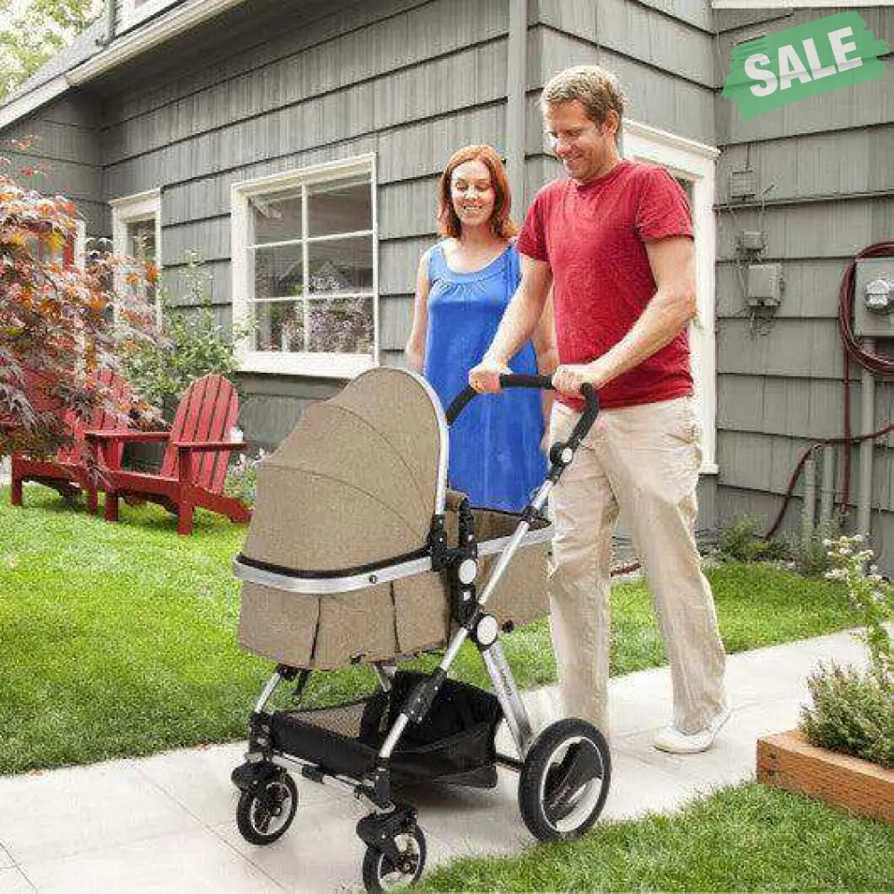 Folding Aluminum Baby Stroller Baby Jogger with Diaper Bag-Gray