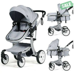 Folding Aluminum Infant Reversible Stroller with Diaper Bag-Beige Beige Baby Strollers