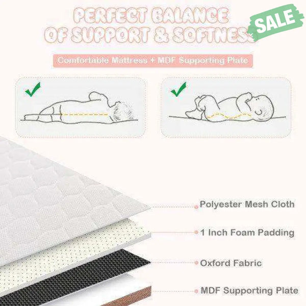 Folding Baby Bassinet Bedside Sleeper with 4 Adjustable Heights-Pink Bassinets & Bedside Sleepers