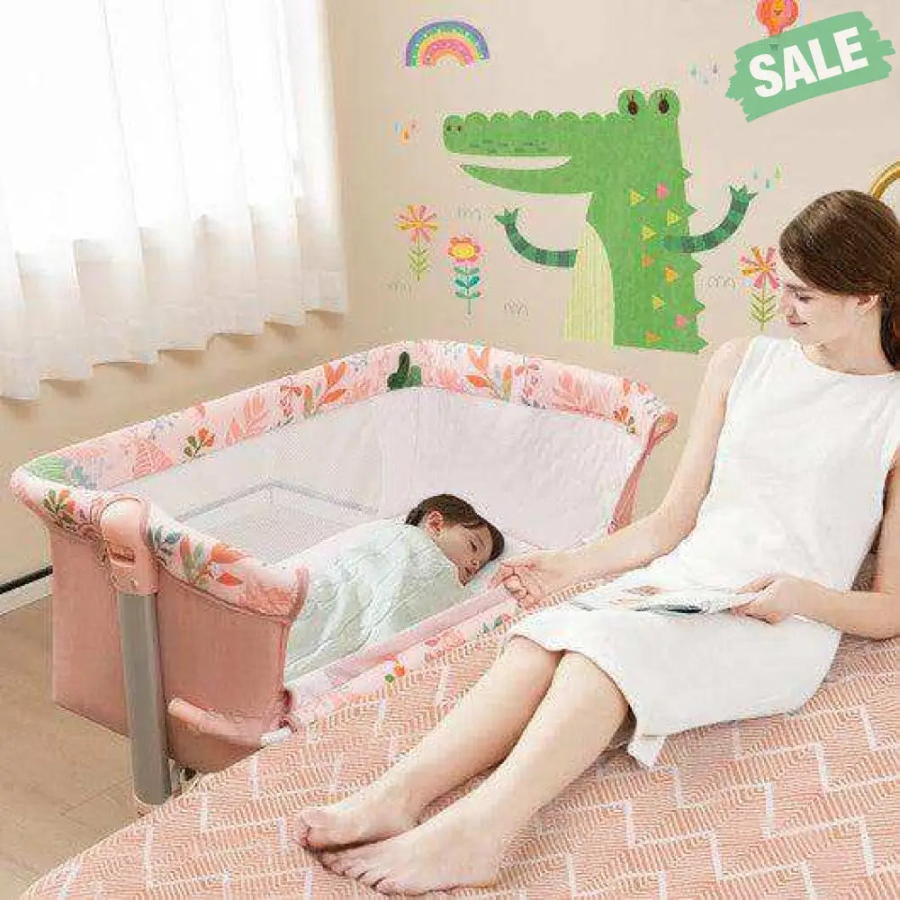 Folding Bassinet Bedside Sleeper 4 Adjustable Heights