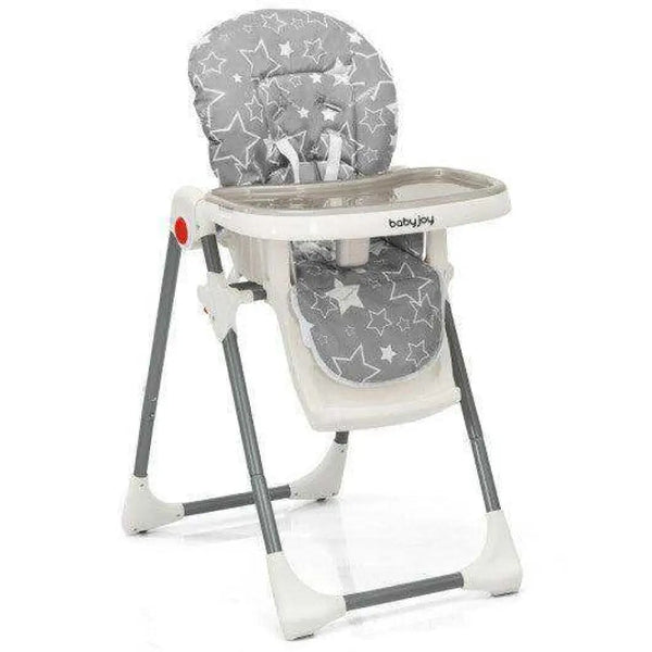 Folding Baby High Dining Chair with 6-Level Height Adjustment-Beige High Chairs