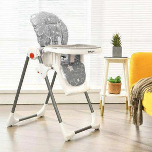 Folding Baby High Dining Chair with 6-Level Height Adjustment-Beige High Chairs