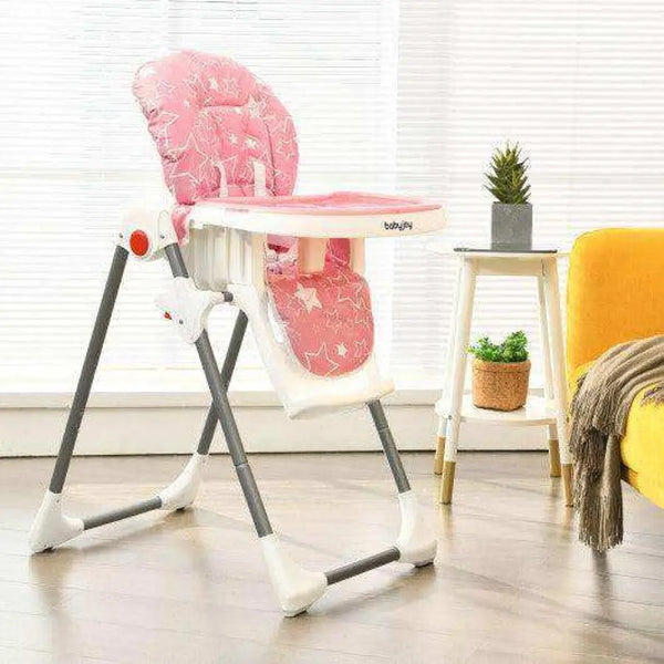 Folding Baby High Dining Chair with 6-Level Height Adjustment-Beige High Chairs
