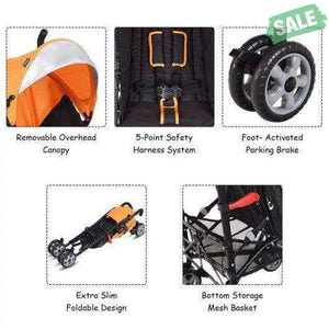 Folding Lightweight Baby Toddler Umbrella Travel Stroller-Black Orange Baby Strollers