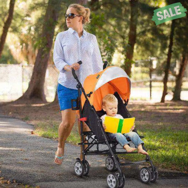 Folding Lightweight Baby Toddler Umbrella Travel Stroller-Black Orange Baby Strollers
