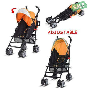 Folding Lightweight Baby Toddler Umbrella Travel Stroller-Black Orange Baby Strollers