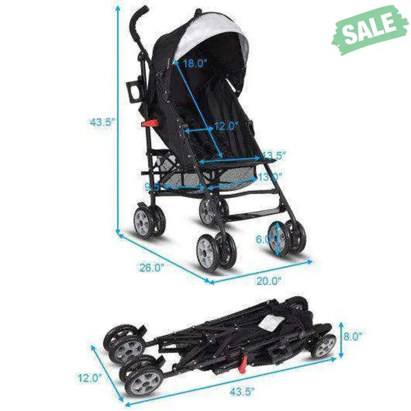 Folding Lightweight Baby Toddler Umbrella Travel Stroller-Black Orange Baby Strollers