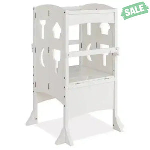 Folding Wooden Step Stool with Lockable Safety Rail for Toddler 3+-Coffee Coffee Toddler & Kids Furniture