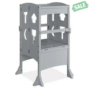 Folding Wooden Step Stool with Lockable Safety Rail for Toddler 3+-Coffee Coffee Toddler & Kids Furniture