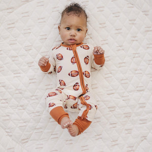 Football Print Bamboo Zippy Romper