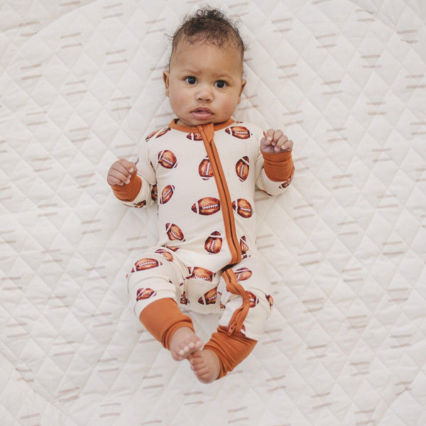 Football Print Bamboo Zippy Romper