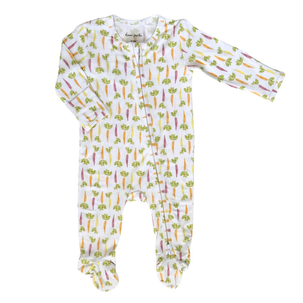 Colorful Carrots Footie Zippered One Piece for babies - cozy and cute seasonal accessory.