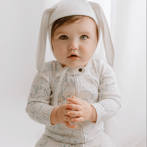 Baby bunnies footie one-piece, cozy and cute, perfect for little ones. Angle 4 view showcasing design and comfort.