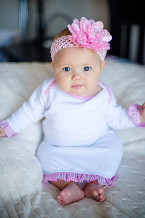 Gingham Ruffle Trim Gown - Pink