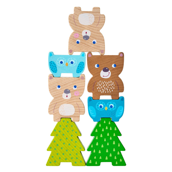 Colorful Forest Friends stacking toy for babies, promoting sorting and motor skills development. Angle view 10.
