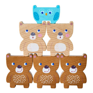 Colorful Forest Friends Stacking Toy for babies, featuring cute animal shapes in a playful arrangement.