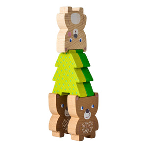 Colorful Forest Friends Stacking Toy for babies, featuring cute animal shapes in a playful arrangement.