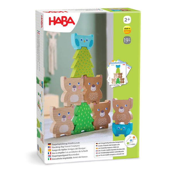 Colorful Forest Friends stacking toy for babies, featuring cute animal designs and promoting sorting skills.