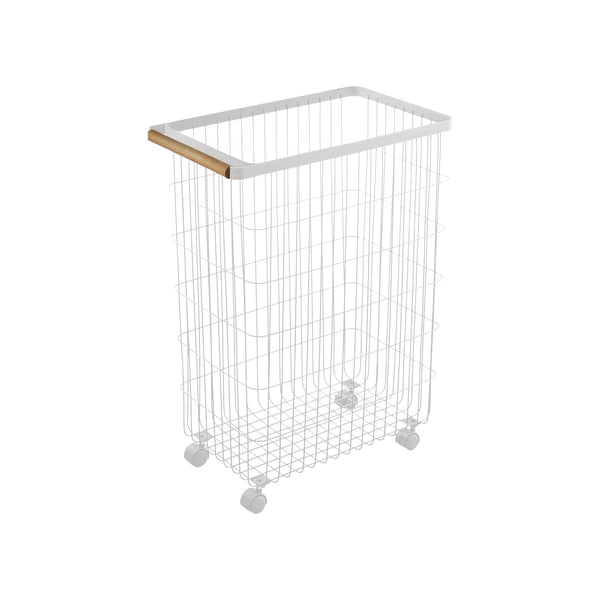 Rolling Wire Basket (24" H)  - Steel + Wood