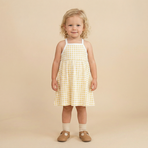 Organic Tie-Back Strap Dress - Dotty Gingham