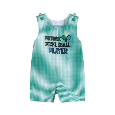 Future Pickleball Player Green Gingham Romper