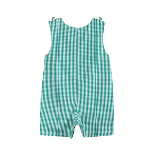 Future Pickleball Player Green Gingham Romper
