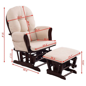 Adjustable Backrest Baby Nursery Rocking Chair & Ottoman Set for Kids Room