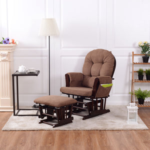 Adjustable Backrest Baby Nursery Rocking Chair & Ottoman Set for Kids Room