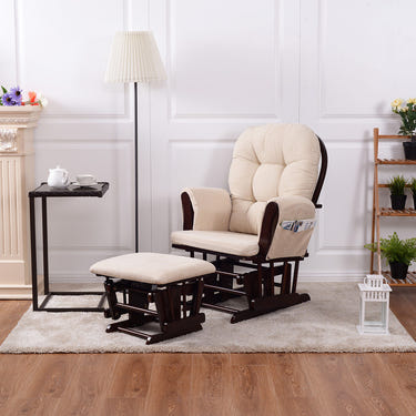 Adjustable Backrest Baby Nursery Rocking Chair & Ottoman Set for Kids Room